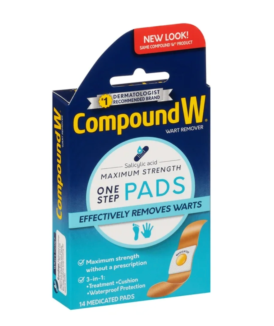 Compound W Maximum Strength One Step Wart Remover Pads, Salicylic Acid, 14 Count