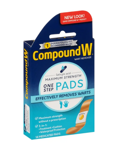 Compound W Maximum Strength One Step Wart Remover Pads, Salicylic Acid, 14 Count