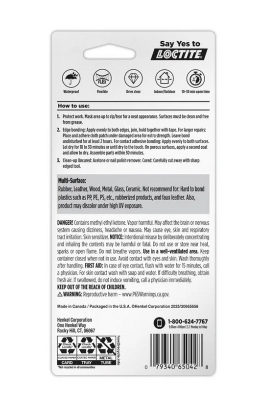 Loctite Vinyl Fabric & Plastic Repair Flexible Adhesive, Clear 1 fl oz Tube