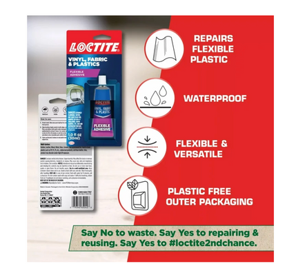 Loctite Vinyl Fabric & Plastic Repair Flexible Adhesive, Clear 1 fl oz Tube