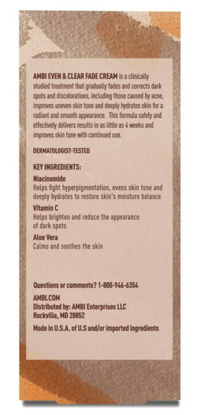 AMBI Even & Clear Facial Fade Cream, Hydroquinone Free, 1 oz